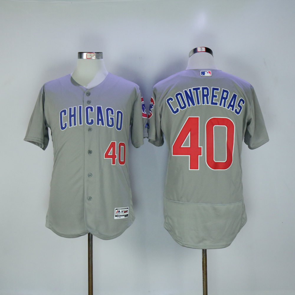 Men Chicago Cubs #40 Contreras Grey MLB Jerseys
